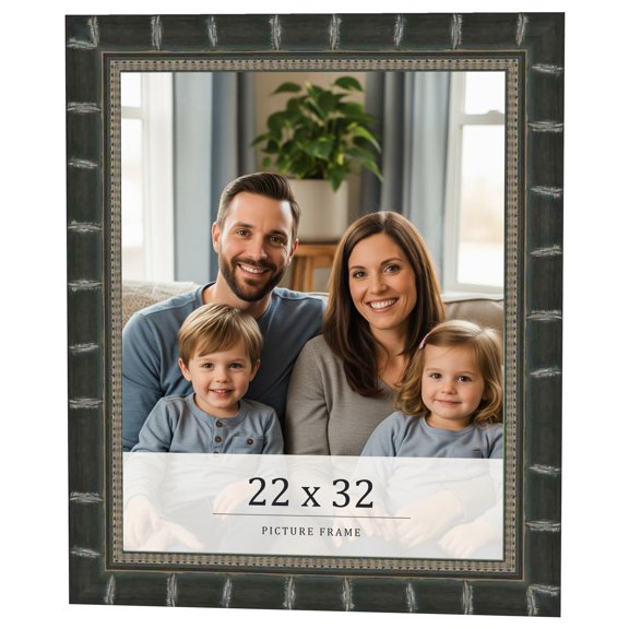 22x32 Frame Black Bamboo Solid Wood Picture Frame Width 1.5 Inches | Interior Frame Depth 0.5