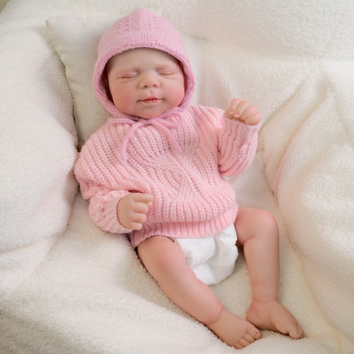 Reborn Baby Dolls Lovely Girls - 18 inch Realistic Newborn Baby Doll Sleeping Girl Handmade Real Life Dolls with Clothes and Toy Accessories
