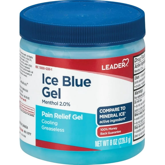Leader Ice Blue Gel Cooling Pain Relief Gel, 8 Oz, 6 Pack
