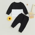 thumbnail image 3 of kaprioy Baby Boy Clothes Girls Fall Outfits Set Clothes Long Sleeve Color Sweatshirt +Sweatpants 2 Piece Casual Autumn Clothing for Kids Boys Sweatshirt and Elastic Sweatpants 2 Piece Clothes, 3 of 7