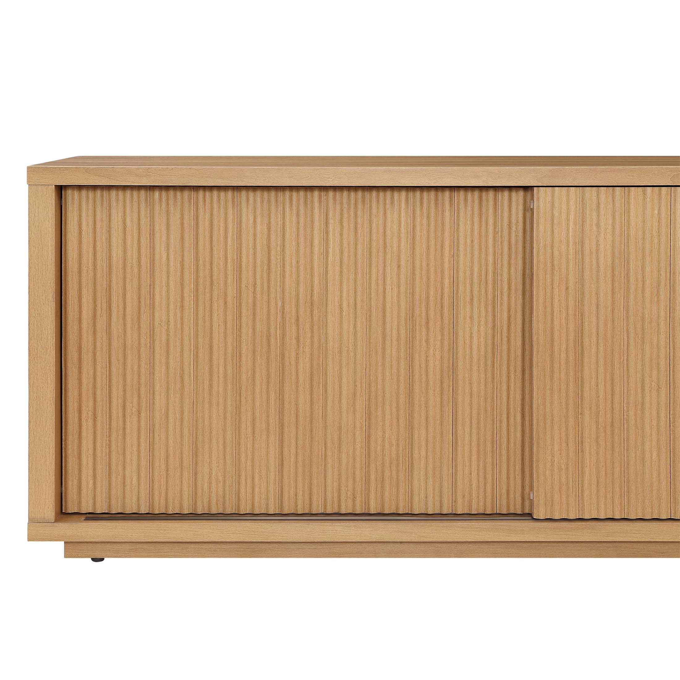 Beautiful Fluted TV Stand for TV’s up to 70” by Drew Barrymore, Warm Honey Finish