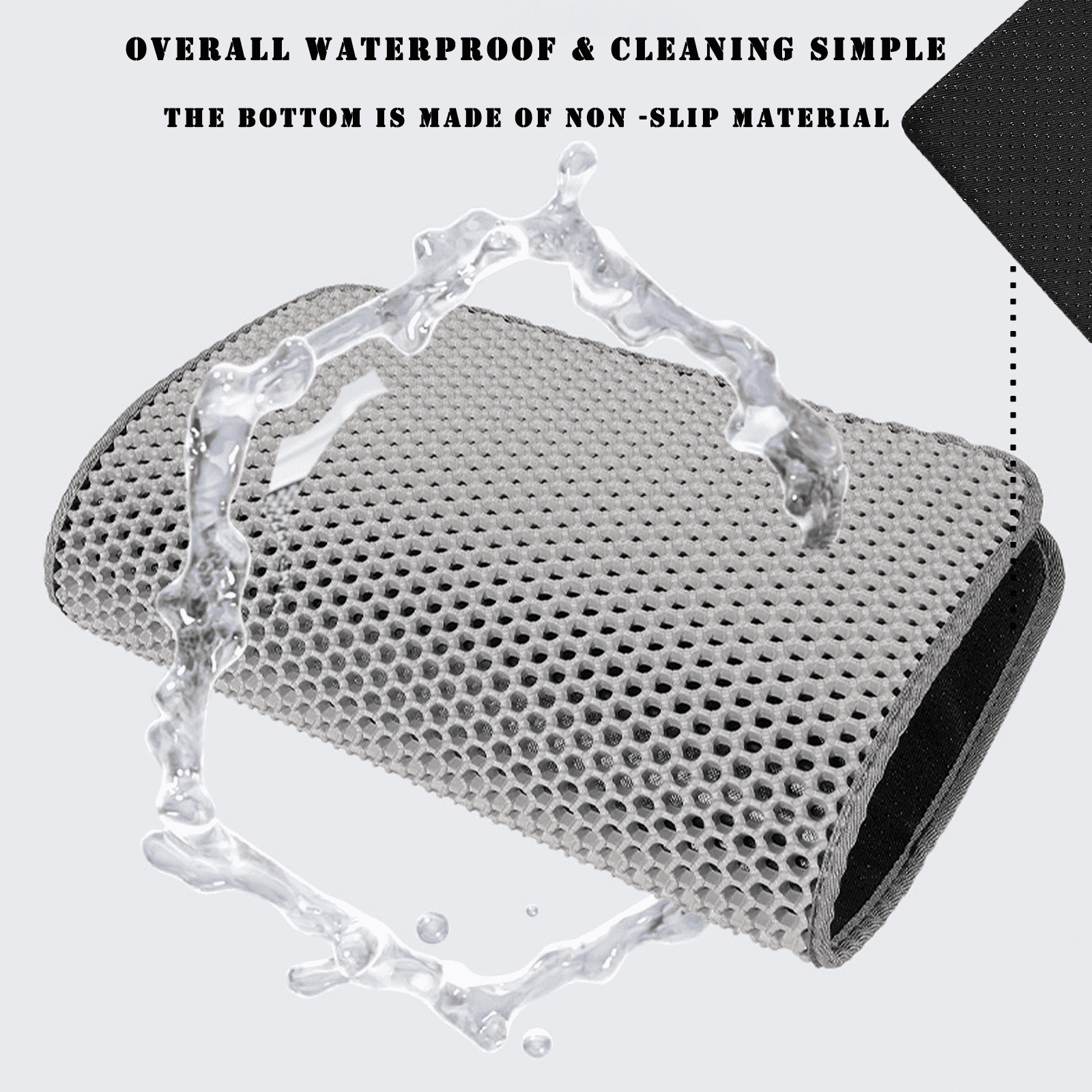 HCY&WLD Cat Litter Mat, Waterproof Double Layer Honeycomb Litter Trapping Mats, Easy to Clean, Less Waste (24"x18", Black)