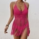 thumbnail image 4 of WILLBEST Traje de Baño para Mujer, Vacaciones En La Playa, Sexy, Tejido A Mano, con Tirantes, Hueco, Borla Larga, Bikini, Top Corto, 4 of 7