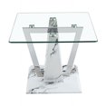 thumbnail image 3 of Coffee Table with Glass Top, Rectangular Tempered Glass End Table with Marble Patterned MDF Legs, Minimalist Coffee Table for Living Room, Bedroom and Office, 3 of 7
