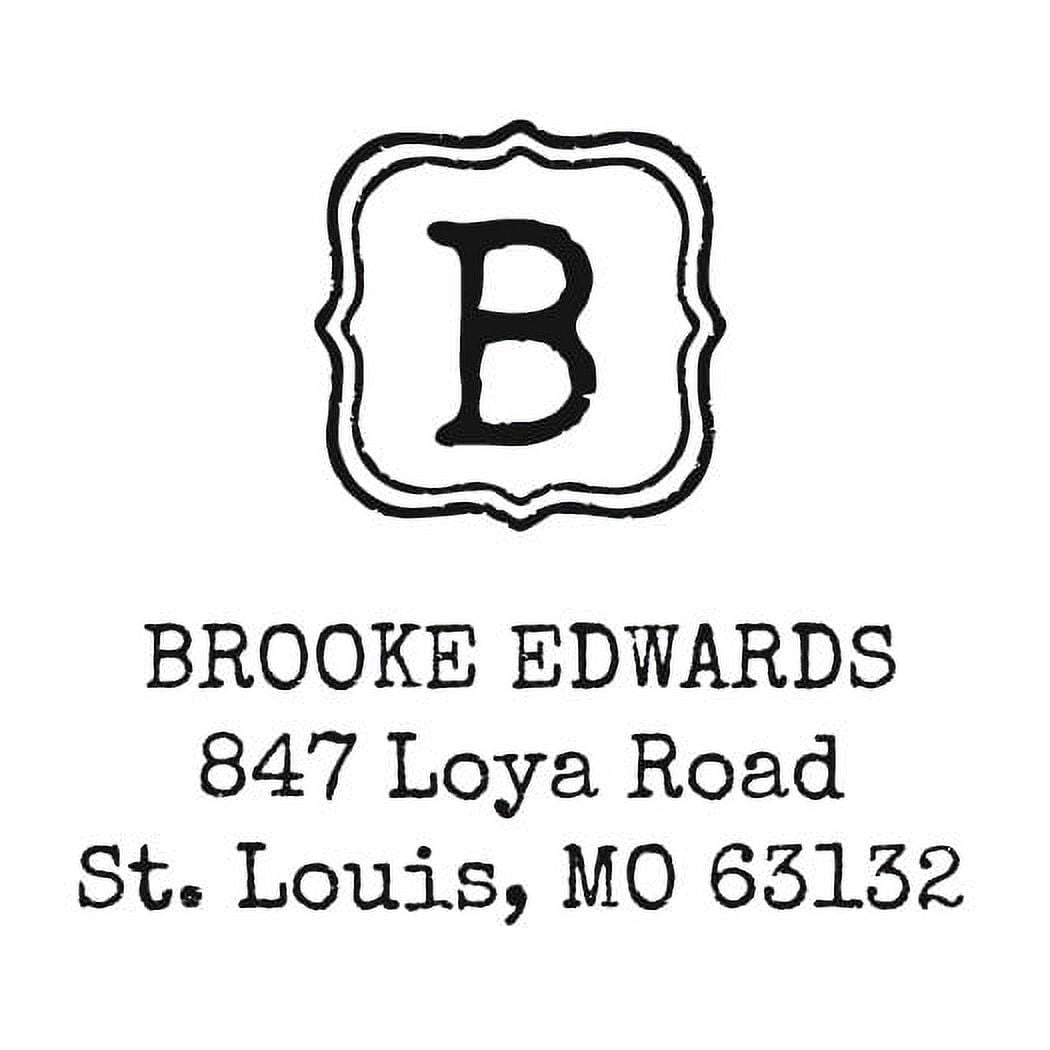 Personalized Square Self Inking Rubber Stamp - Quatrefoil Monogram