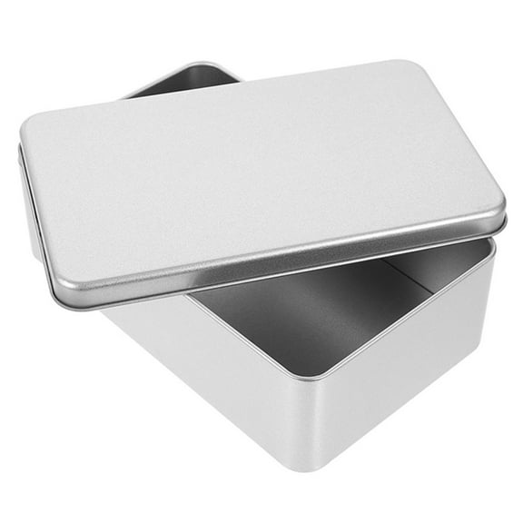 OULII Silver Cake Storage Container Tinplate Box for Home Goods