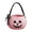 Pink, variant on Halloween Pumpkin Plush Candy Bag with Handle and Striped Bow Decor, Soft Fabric Trick or Treating Baskets, Jack-O-Lantern Buckets for Halloween Party Supplies, 8"x8"x5", Pink