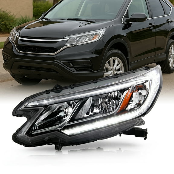 AKKON - Fits 2015-2016 Honda CR-V EX / EX-L / SE  [Tube Bar] Chrome Headlight Headlamp Driver Left Side w/ LED DRL Model