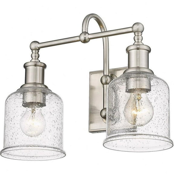 2 Light Vanity Light Fixture in Transitional Style-12.25 inches Tall and 16 inches Wide-Brushed Nickel Finish Bailey Street Home 372-Bel-4652168