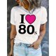 thumbnail image 1 of Creative Love 80 Letter Pattern Print Women's Fashion Trendy Women's Short Sleeve, Simple Casual Sports T-shirt, Comfortable Holiday Summer Top, 1 of 6