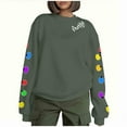 thumbnail image 2 of Lopecy-Sta Women's Christmas Merry Print Crewneck Sweatshirt, Fleece-Lined Long Sleeve Casual Pullover for Holiday Party Daily Wear Green 2XL, 2 of 9