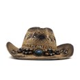 thumbnail image 2 of Sombrero de vaquero clásico Qarigey marrón con ala ancha, 2 of 6