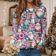 thumbnail image 2 of larppty Christmas Patchwork Print Sweater Fashion Sweatshirt Ugly Sweater Christmas Costume for Women （Pink, M）, 2 of 6