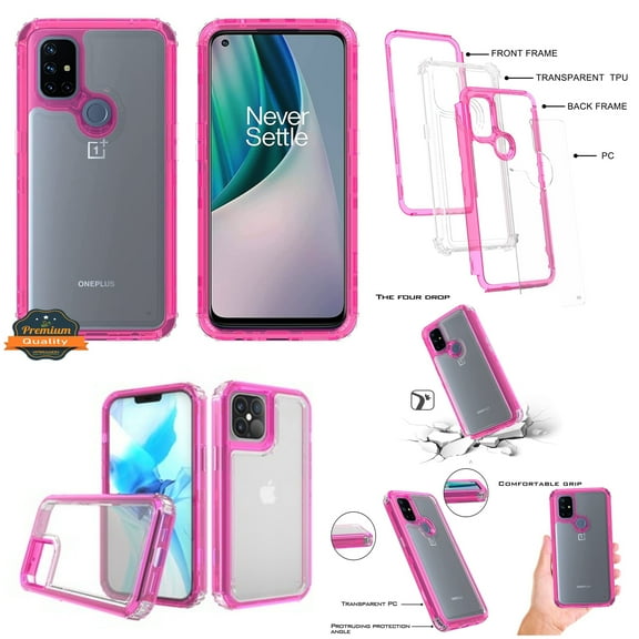 For Samsung Galaxy A22 5G Transparent 3 Layer Heavy Duty Rugged Full Body Shockproof Hybrid Hard PC   TPU Bumper Protective Phone Case Cover by Xpression [Pink]