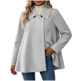 thumbnail image 2 of TGSLY Women's Wool Blend Swing Coat Soft Casual Collared Long Sleeve Jacket Loose Casual Solid Color Fall Winter Outerwear L, 2 of 10