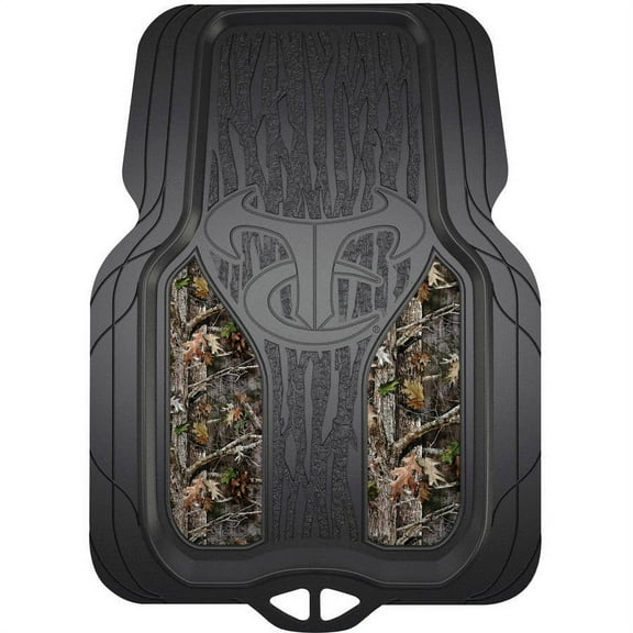 True Timber Kanati 2 Piece Universal Fit Black and Camo Rubber Floor Mats, 79907