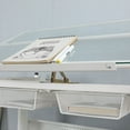 thumbnail image 7 of Royard Oaktree Drafting Table with Tilting Glass Tabletop, Height and Angle Adjustable Drawing Desk with Storage Drawers, Metal Work Station with Stool for Artist Painters Home Office, White, 7 of 7