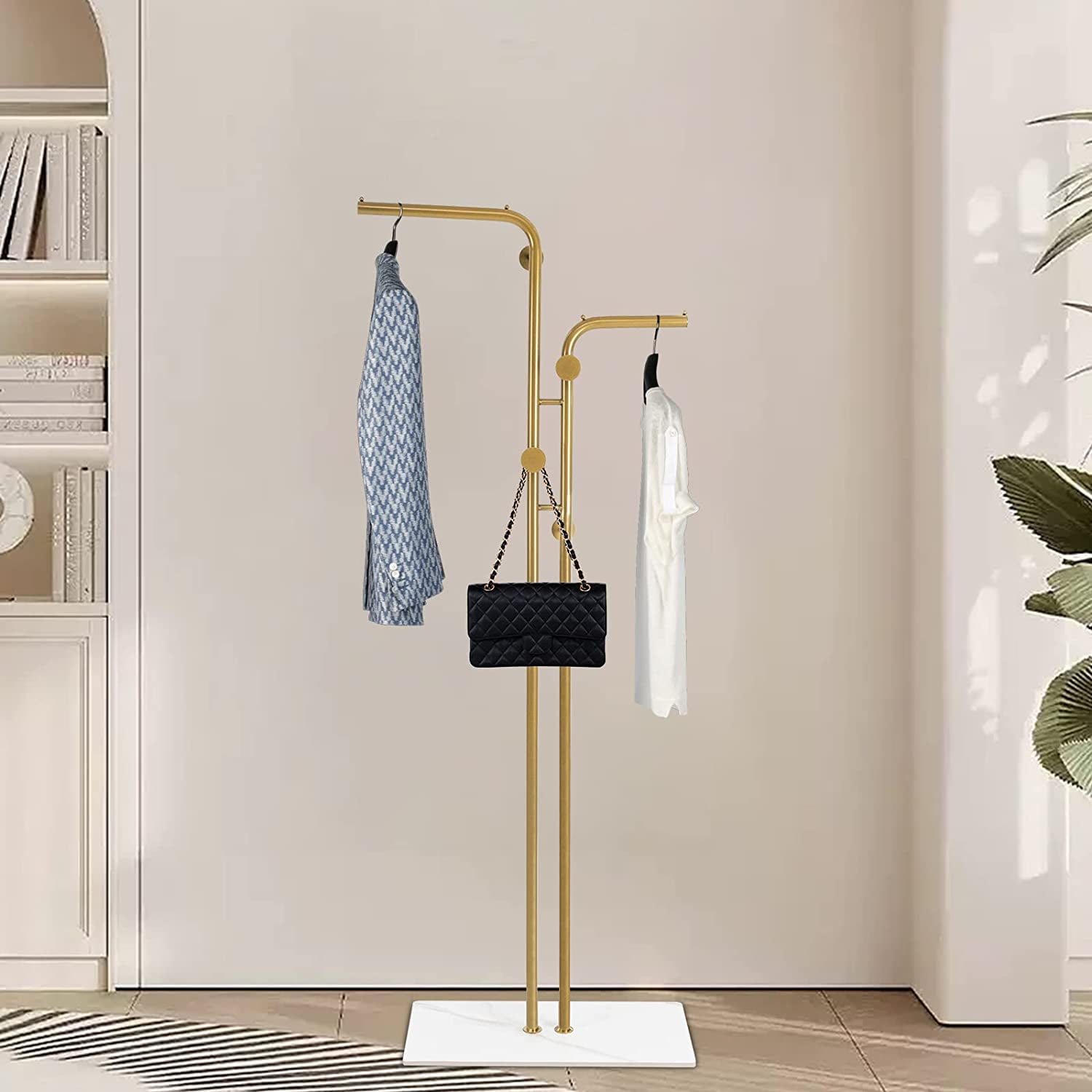 Coat Rack Single Pole Standing Wheels Metal Stand Shelf Bedroom Floor Hooks  Holder Decor Storage Clothes Hangers Modern : : Home