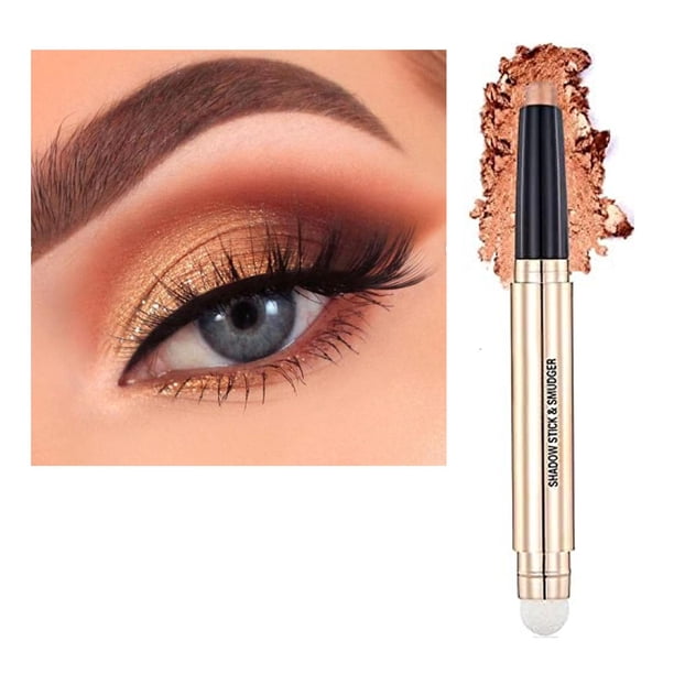 Metiplou 2 en 1 Champagne Gold Shimmer Sombra de ojos en barra Lápiz delineador de ojos Crema brillante Lápiz de sombra de ojos suave Impermeable Hipoalergénico Lápiz de sombra de ojos de larga duraci