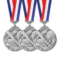 Uxcell Baseball Games Cap Award Medals with Ribbons, Winner Medals Gold Silver Bronze Prizes for Competitions Sports Party Silver