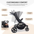 thumbnail image 4 of MotionGrey Baby Stroller – Foldable 3-Wheel Stroller with Canopy, 5-Point Harness, Adjustable Backrest & Suspension, 0–4 Years, 30kg Capacity, 4 of 8
