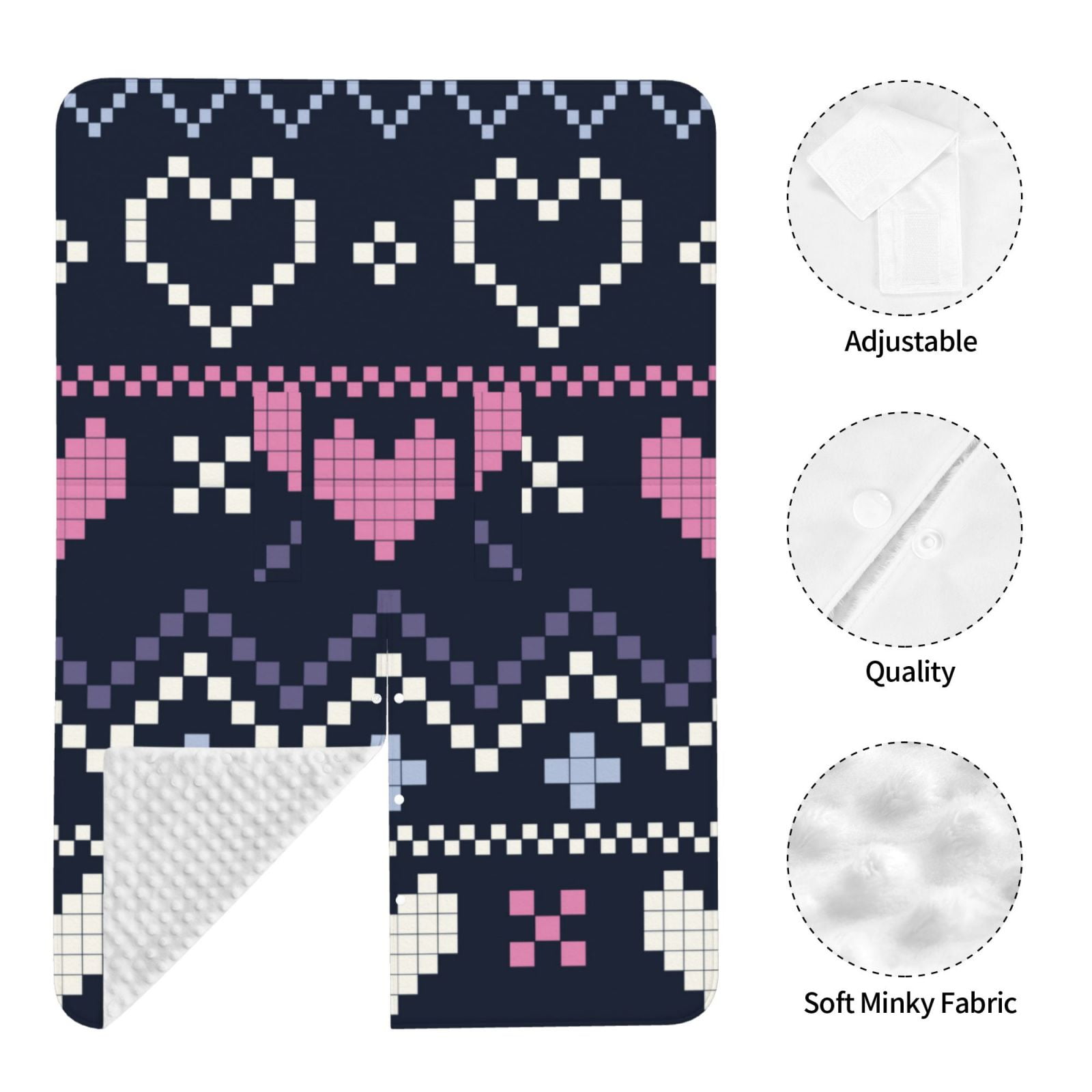 Car Seat Cover Baby - Pixel Heart Winter Breathable Infant Car Seat Cover for Baby Carseat, Lightweight Comfort Baby Essentials Must Haves Newborn Stuff for Girl Boy