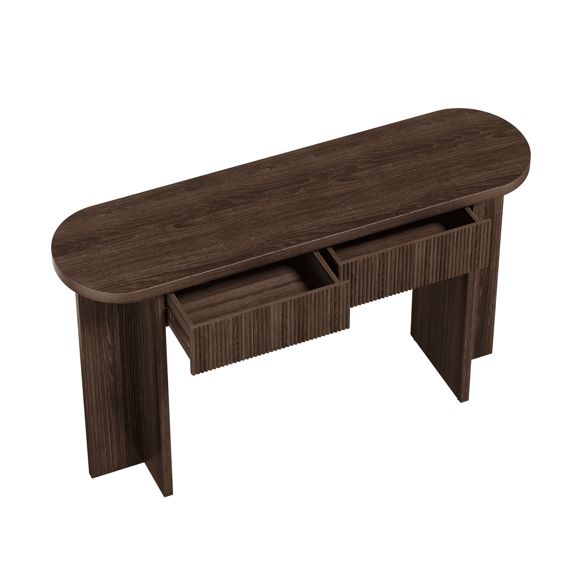 Mintazer 55" Fluted Console Table with 2 Drawers, Modern Entryway Tables with Storage, Sofa Table for Entryway Hallway Living Room, Brown