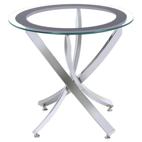 Pemberly Row End Table Coffee Accent Table Round in Glass Top and Metal - Chrome