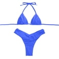 thumbnail image 2 of Minjewel Women's Sexy Ruffled and Strappy Bikini Set, Two Piece Swimwear with Tie Details and Push Up Top, High Waist Bottom for Beach and Summer Swimwear,Royal Blue,2XL, 2 of 4