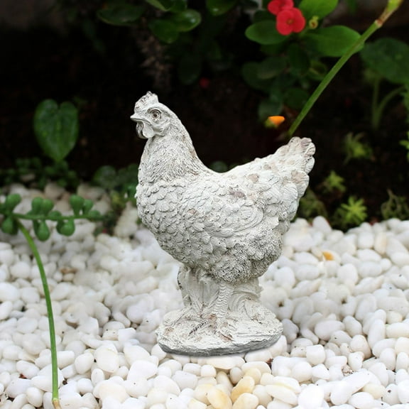koolsoo Chicken Statue Decorative Figurine Creative Realistic Weatherproof Animal Sculpture Yard Art Decor for Outside Porch Backyard