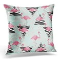 thumbnail image 1 of EREHome Housse de Coussin Bleu Été avec Flamants Roses Zèbre Triangles et Léopard Géométrique Abstrait Vintage Style Années 90 Housse de Coussin Décoration Maison Canapé 16x16 Pouces, 1 of 1