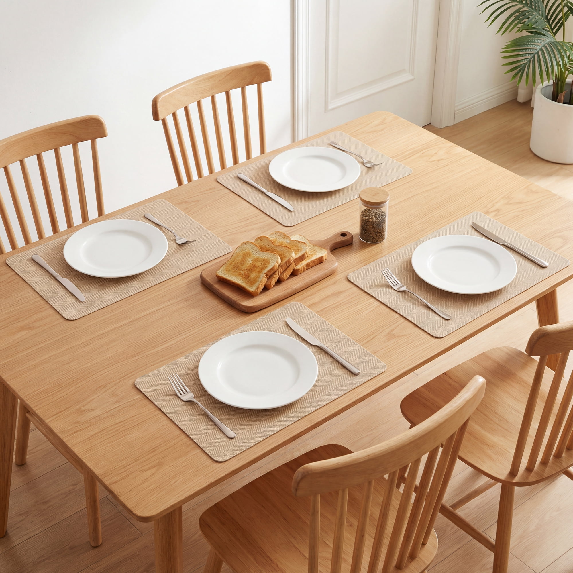 Unique Bargains 4pcs Faux Leather Washable Placemats Gray/Rose Gold 17.7"x11.8"