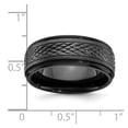 thumbnail image 2 of Chisel Black Zirconium Polished 8mm Ridged Edge Band Size 8 Jewelry for Women, 2 of 7