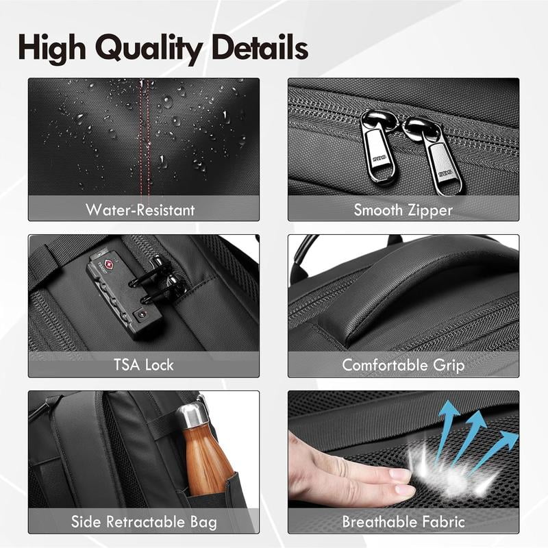 Vacuum Backpack for Travel Water Resistant , Kabaqoo 60L Expandable Vacuum Compression Bag with Electric Vacuum Pump, TSA Lock, Wet Dry Separation, Gifts
