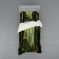 thumbnail image 2 of Ambesonne Forest Bedding Set 4 Pcs, Sunbeam Moss Tree Bodies, Queen, Olive and Army Green, 2 of 3