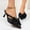 Black, variant on Viluyesy Women's Low Heeled Sandals, Slip-On Pointed Toe Cute Bow Spring Summer Wedding Party Shoes Black