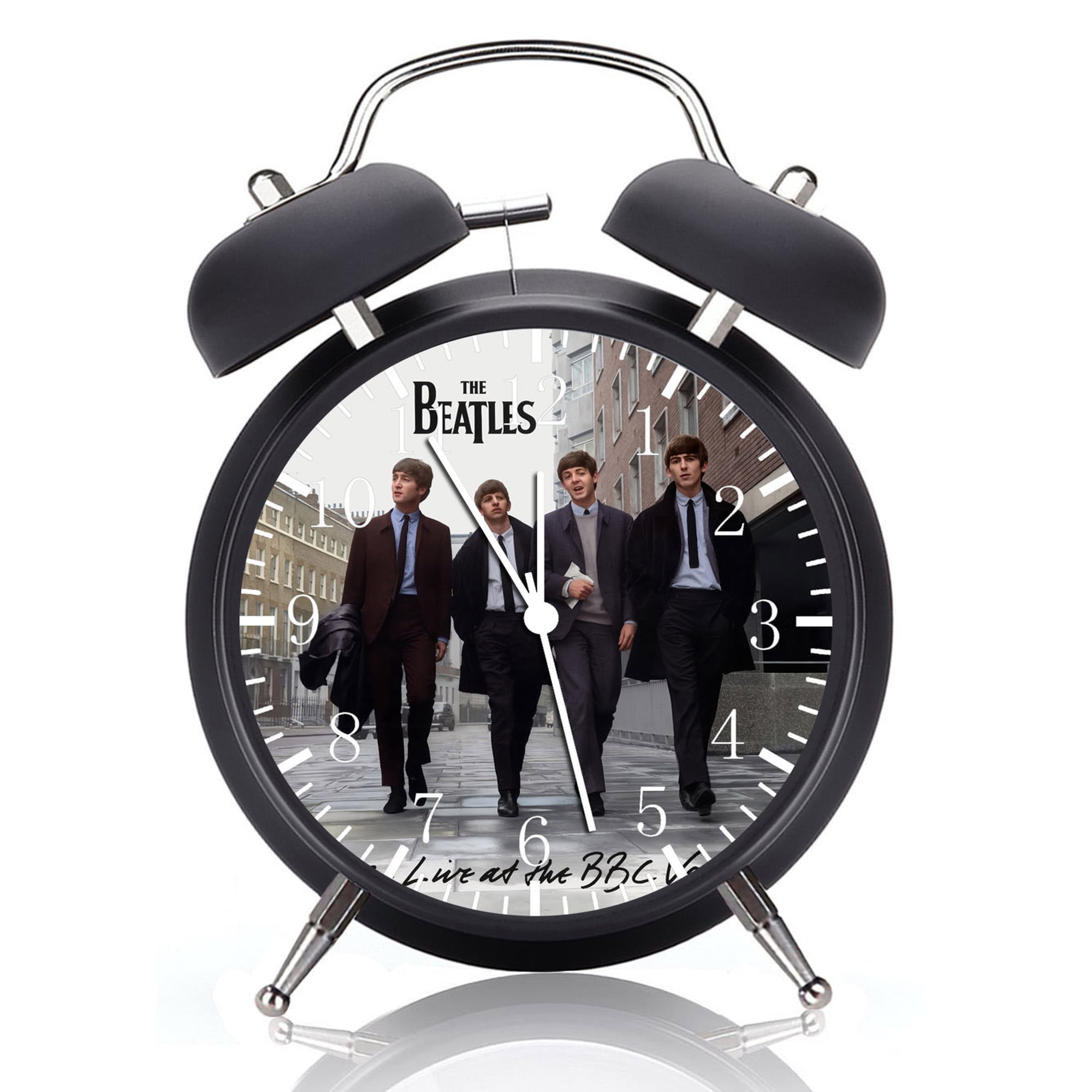 Twin Bell Beatles Alarm Clock with Night Light Quite Silent Non-Ticking 4 Inches Glass Face - Great for Decor Best Gift Ideas G80
