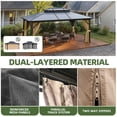 thumbnail image 4 of Dextrus 12' x 16' Hardtop Gazebo, Double Roof Polycarbonate Canopy, Outdoor Shelter with Mosquito Netting & Privacy Curtains, Heavy-Duty Metal Frame for Patio, Backyard, Deck and Lawn, Brown, 4 of 9