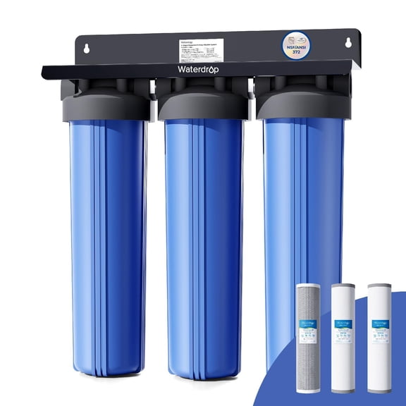 Waterdrop 3-Stage Whole House Water Filter System,Reduce Iron&Manganese,with Carbon &Sediment Filters,7-Stage Filtration,Reduce Lead,Chlorine,Odor,5 Micron WHF3T-FG,1"Inlet/Outlet