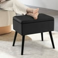 thumbnail image 4 of Costway 1 PCS Velvet Storage Ottoman Tufted Flip Top Vanity Stool Footrest with Wood Legs Black, 4 of 10