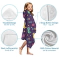 thumbnail image 7 of Purple Cartoon Dinosaurs Planets Stars Pattern Hooded Bath Towel，50"x30" for Ages 3 To 12 Kids, Quick Dry Lightweight Soft Microfiber Hood Beach Towel Cover Up for Kids, 7 of 7
