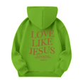 thumbnail image 5 of EANJE Hoodies for Girls Long Sleeve Love Like Jesus Cute Graphic Hoodie Love Like Jesus Hoodie Drawstring Preppy Pullover Pink Kids 10-12 Years Sweatshirts Green 13-14Y, 5 of 6