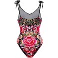 thumbnail image 7 of Women's Abstract Print Notched Square Neck Floral Resort Swimsuit with Cover Up, 7 of 7