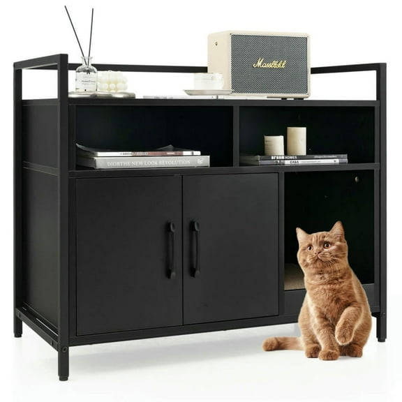 YYAo Cat Crate, Pet Crate, Pet Cat House, Hidden Cat Washroom with Double Doors and Scratch Cardboard