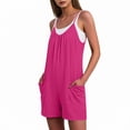 thumbnail image 3 of Tsesme Sleeveless Romper Shorts for Women Spaghetti Strap Shorts Jumpsuit Pleated Front Casual Overall Shorts with Pockets,Pinks,S, 3 of 8