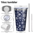 thumbnail image 4 of 16oz Tumblers Dark Blue Christmas Snowflake Pattern Stainless Steel Vacuum Insulated Double Wall Travel Tumbler Cups Mug with Lid and Straw,Cleaning Brush for Coffee,Tea, 4 of 4