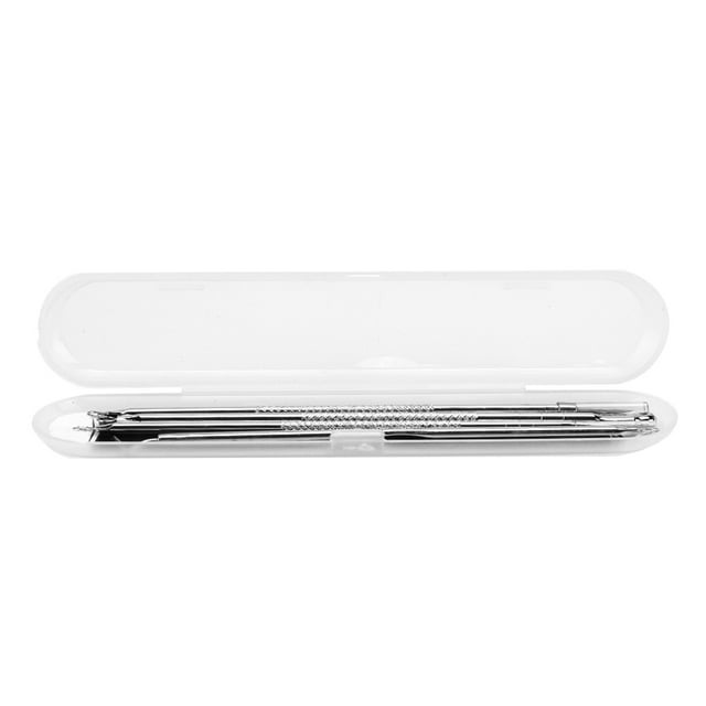 Juego de herramientas con anillo de presión de doble cabezal para eliminar puntos negros y comedones puntiagudos.