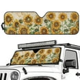 thumbnail image 2 of Uorisanigo Sunflower Print Car Sun Shade Compatible with 2007-2023 Wrangler Rubicon Sahara TJ JK JKU 2 & 4 Door Windshield Sunshade Front Window UV Blackout Shades Sun Blocker Protection, 2 of 7