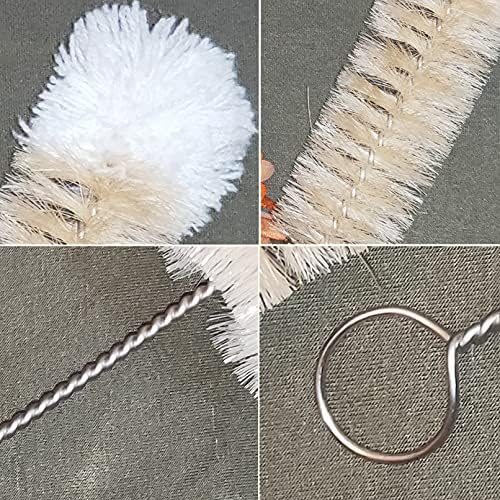 Stainless Steel Soda Bottle Cleaning Brush in Natural Boar Bristle Wool Tip Long Handle, Flexible Bendable Thick Wire Cleaner for Narrow Neck Water Baby Bottles Straw Pipe Tube Flask (Big)
