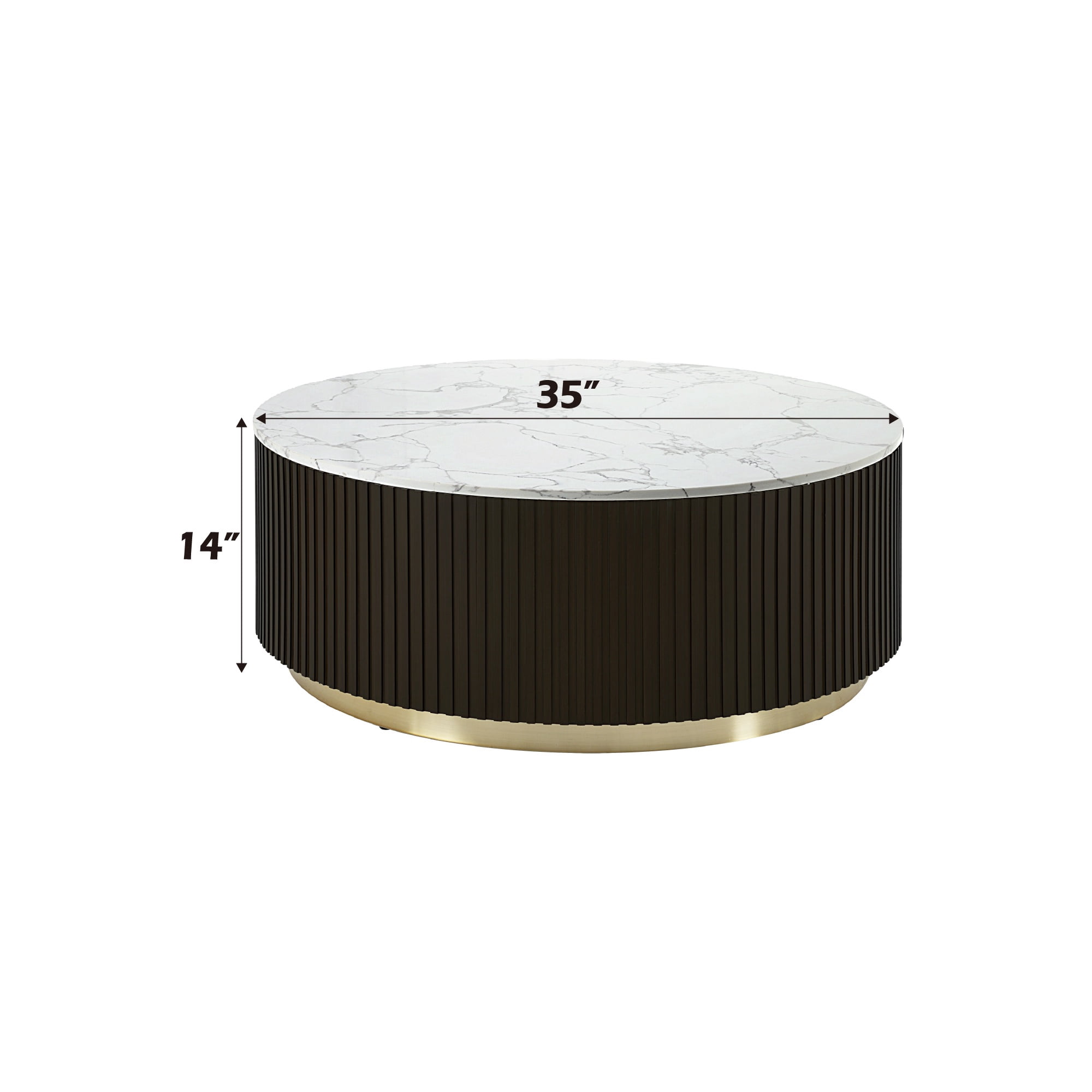 ACME Clayten Wood & Artificial Marble Coffee Table in White & Espresso